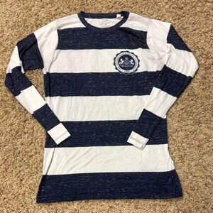 Penn State Blue and White Striped Long Sleeve Tee, size large